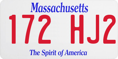 MA license plate 172HJ2