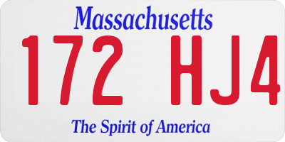MA license plate 172HJ4