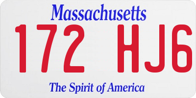 MA license plate 172HJ6