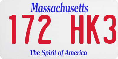 MA license plate 172HK3