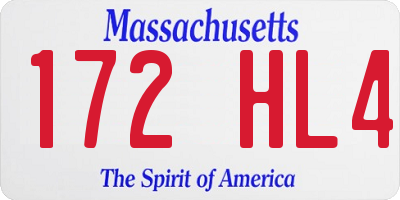 MA license plate 172HL4
