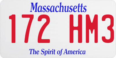 MA license plate 172HM3