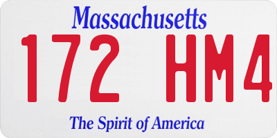 MA license plate 172HM4