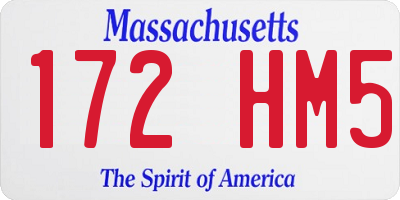 MA license plate 172HM5