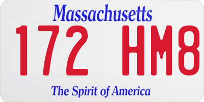 MA license plate 172HM8
