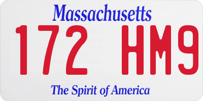 MA license plate 172HM9