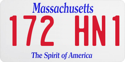 MA license plate 172HN1