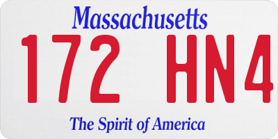 MA license plate 172HN4