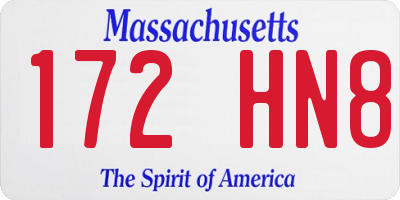 MA license plate 172HN8