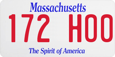 MA license plate 172HO0