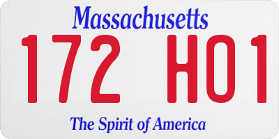 MA license plate 172HO1