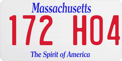 MA license plate 172HO4