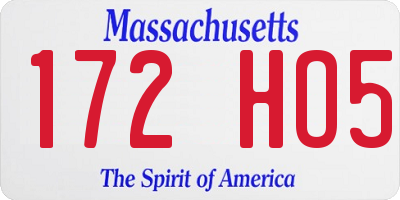 MA license plate 172HO5