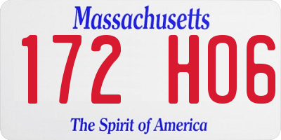 MA license plate 172HO6