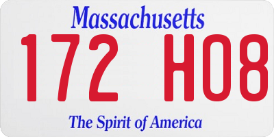 MA license plate 172HO8