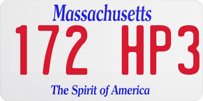 MA license plate 172HP3