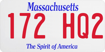 MA license plate 172HQ2
