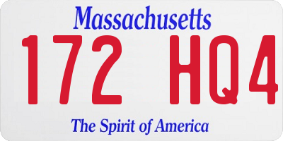 MA license plate 172HQ4