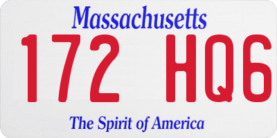 MA license plate 172HQ6