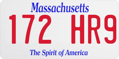 MA license plate 172HR9