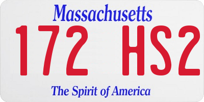 MA license plate 172HS2
