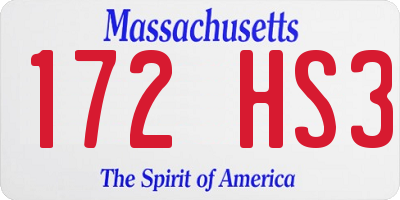 MA license plate 172HS3