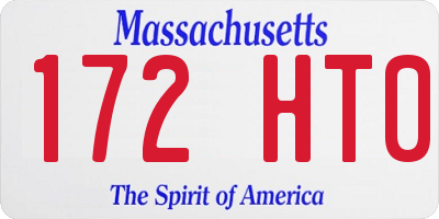 MA license plate 172HT0