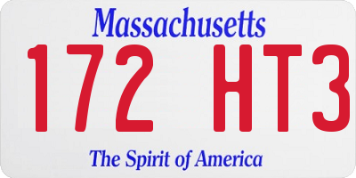 MA license plate 172HT3