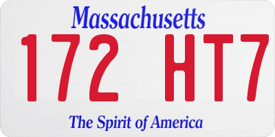 MA license plate 172HT7