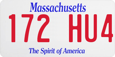 MA license plate 172HU4