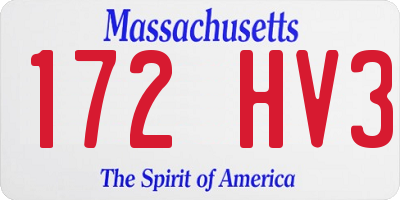 MA license plate 172HV3