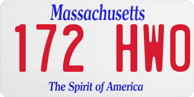 MA license plate 172HW0