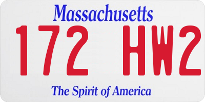 MA license plate 172HW2