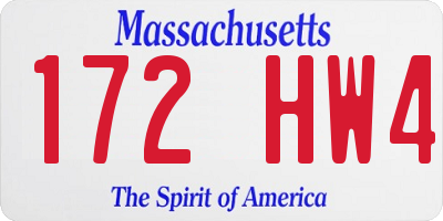 MA license plate 172HW4
