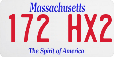 MA license plate 172HX2