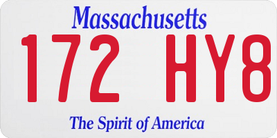 MA license plate 172HY8