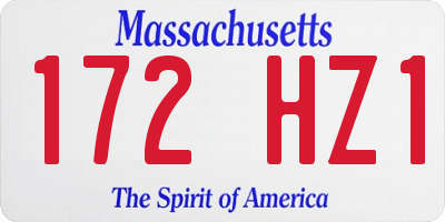 MA license plate 172HZ1