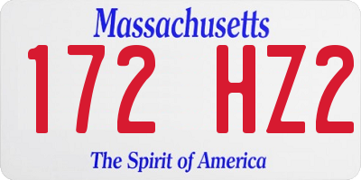 MA license plate 172HZ2
