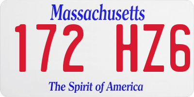 MA license plate 172HZ6