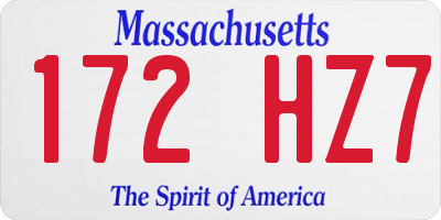 MA license plate 172HZ7