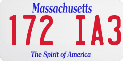 MA license plate 172IA3