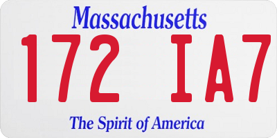MA license plate 172IA7
