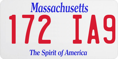 MA license plate 172IA9