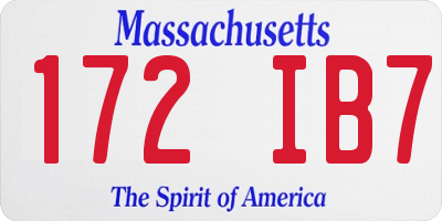 MA license plate 172IB7