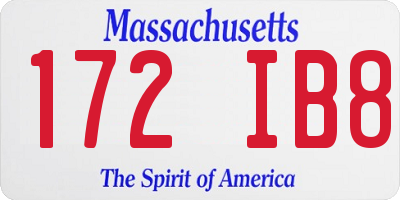 MA license plate 172IB8