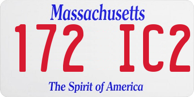MA license plate 172IC2