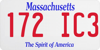 MA license plate 172IC3