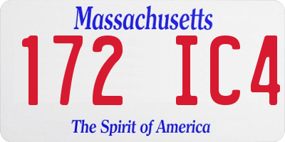 MA license plate 172IC4
