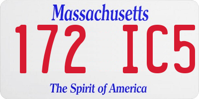 MA license plate 172IC5