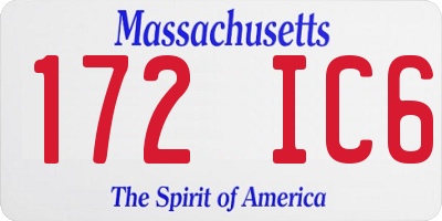 MA license plate 172IC6